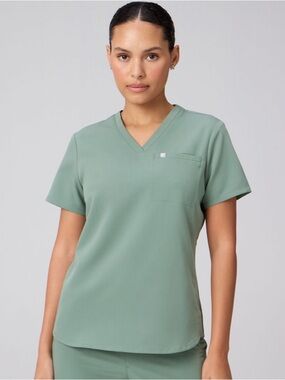 Fabletics V-Neck Tunic Top and Bottom in Sage Green